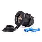 Caravan Accessories, Waterproof 12/24V Cigarette Lighter Charging Unit   Black, AMIO