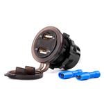 Caravan Accessories, Waterproof 12/24V 3.1A Dual USB Charging Unit with Voltmeter   Black, AMIO