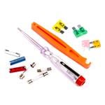 Fuses, Set of 28 Fuses with Voltage Tester and Grabber, AMIO