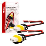 Bulb Socket, AMIO H8/H11/H16 Ceramic Bulb Socket   Twin Pack, AMIO