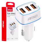 Chargers And Power Supply, Triple USB A 3A 30W 12/24V Car Charger, AMIO