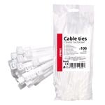 Cable Ties, White Cable Ties 4.8×200mm   Pack of 100, AMIO