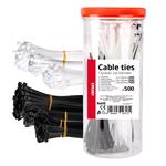 Cable Ties, Multicoloured Plastic Cable Ties   Set of 500, AMIO