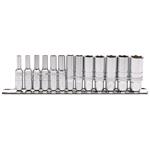 Socket Set, Draper Expert 16490 1 4 inch Sq. Dr. Deep Metric Sockets on Metal Rail (13 piece), Draper
