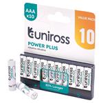 Domestic Batteries, Uniross LR03 AAA Power Plus Alkaline Batteries (Pack of 10), Draper