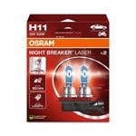 Bulbs   by Bulb Type, Osram Night Breaker Laser 12V 55W H11 +150% Brighter Bulb   Twin Pack, Osram