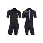 Wetsuits, MDNS Pioneer Shorty 2|2mm Short Sleeve Men's Wetsuit - Black and Teal - Size M, MDNS