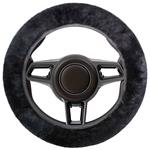 Steering Wheel Covers, Faux Lambs Wool Steering Wheel Cover   Black (37 39cm), Walser