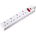 Extension Leads, Masterplug 4 Socket 13A HD Trailing Socket, Fused, with Indicator    White, Masterplug