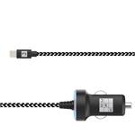 Phone Accessories, Juku Car Charger 1.2M Lightning Cable 12W (2.4A)   Power LED, Black & White Braided, JUKU