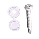 Number Plate Fixings, Pearl Number Plate Drill Screws & Caps   White   Pack Of 20, PEARL CONSUMABLES