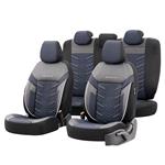 Seat Covers, Premium Jacquard Leather Car Seat Covers REFLECT LINE   Black Blue, Otom