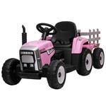 Kids Electric Cars, Electric Ride On Tractor & Trailer With Parental Control - 12v Pink, Rev-up