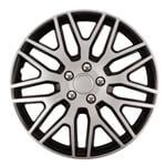 Hub Caps, Dakar 15 Inch Wheel Trims Set   SILVER & BLACK, Chrome Nuts, Versaco