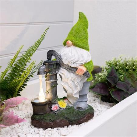 Gnome Ornament with Water Pump & Solar LED