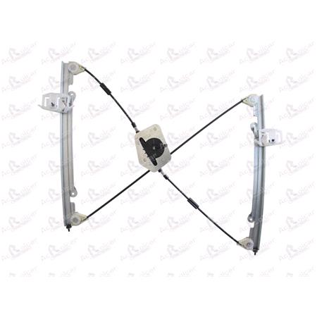 Front Left Electric Window Regulator Mechanism (without motor) for LANCIA YPSILON, 2003 2011, 2 Door Models, WITHOUT One Touch/Antipinch, holds a standard 2 pin/wire motor