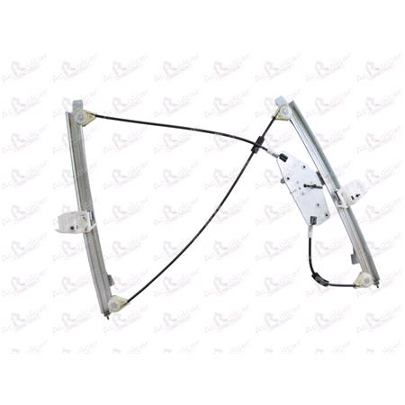 Front Left Electric Window Regulator Mechanism (without motor) for Citroen C2 (JM_), 2003 2010, 2 Door Models, One Touch/AntiPinch Version, holds a motor with 6 or more pins