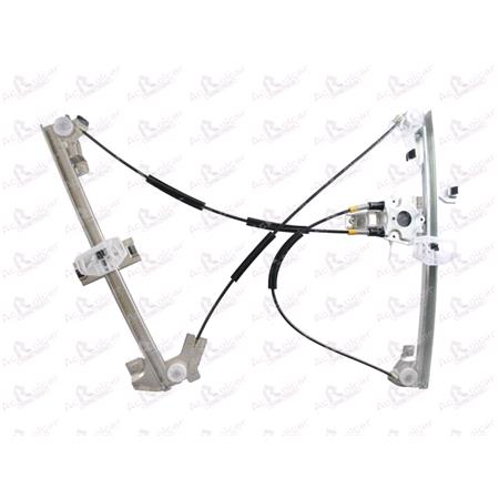 Front Left Electric Window Regulator Mechanism (without motor) for Citroen BERLINGO Multispace, 1996 2008, 2 Door Models, WITHOUT One Touch/Antipinch, holds a standard 2 pin/wire motor