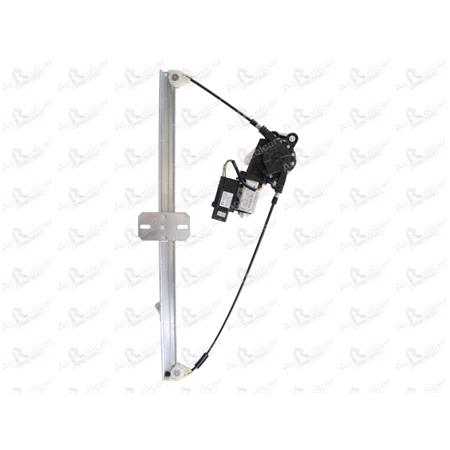 Front Left Electric Window Regulator (with motor, one touch operation) for VAUXHALL MOVANO Combi (JD), 1998 2010, 2 Door Models, One Touch Version, motor has 6 or more pins