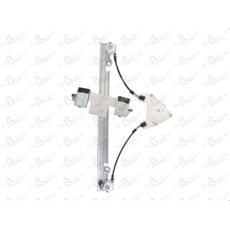Front Left Electric Window Regulator Mechanism (without motor) for FORD FIESTA VI, 2008 2016, 4 Door Models, One Touch/AntiPinch Version, holds a motor with 6 or more pins