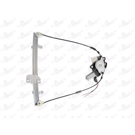 Front Left Electric Window Regulator (with motor) for FORD FIESTA Mk III (GFJ), 1989 1997, 2 Door Models, WITHOUT One Touch/Antipinch, motor has 2 pins/wires
