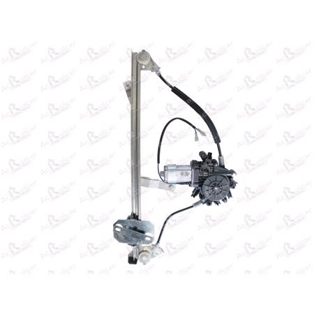 Front Left Electric Window Regulator (with motor) for VAUXHALL ASTRA Mk II Hatchback, 1984 1991, 4 Door Models, WITHOUT One Touch/Antipinch, motor has 2 pins/wires