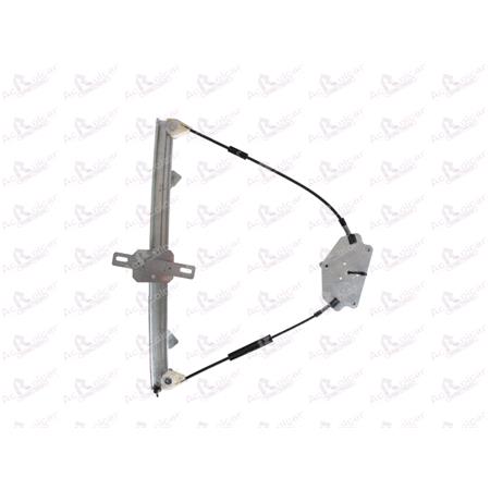 Front Left Electric Window Regulator Mechanism (without motor) for PEUGEOT 407 (6D_), 2004 2010, 4 Door Models, One Touch/AntiPinch Version, holds a motor with 6 or more pins