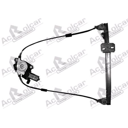 Front Right Electric Window Regulator (with motor) for VW Polo (86C, 80), 1981 1994, 2 Door Models, WITHOUT One Touch/Antipinch, motor has 2 pins/wires