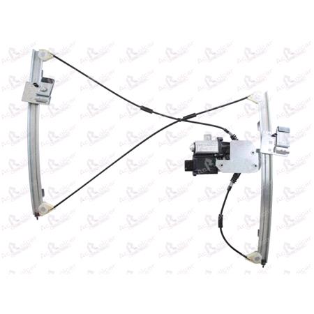 Front Left Electric Window Regulator (with motor, one touch operation) for VW Polo (6N), 1999 2001, 2 Door Models, One Touch Version, motor has 6 or more pins