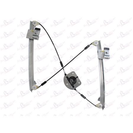 Front Right Electric Window Regulator Mechanism (without motor) for Skoda Superb, 2002 2008, 4 Door Models, One Touch/AntiPinch Version, holds a motor with 6 or more pins