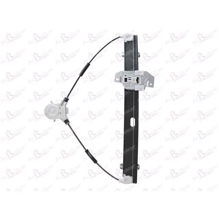 Front Left Electric Window Regulator Mechanism (without motor) for CHEVROLET MATIZ, 2005 2009, 4 Door Models, WITHOUT One Touch/Antipinch, holds a standard 2 pin/wire motor