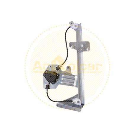 Right, Front Door, Window Regulator for Suzuki BALENO  1995 to 2002, 2 Door Models, WITHOUT One Touch/Antipinch, holds a standard 2 pin/wire motor