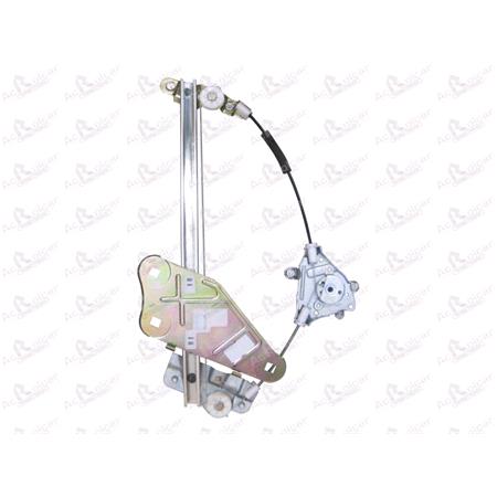 Front Left Electric Window Regulator Mechanism (without motor) for HYUNDAI COUPE (RD), 1996 2002, 2 Door Models, WITHOUT One Touch/Antipinch, holds a standard 2 pin/wire motor