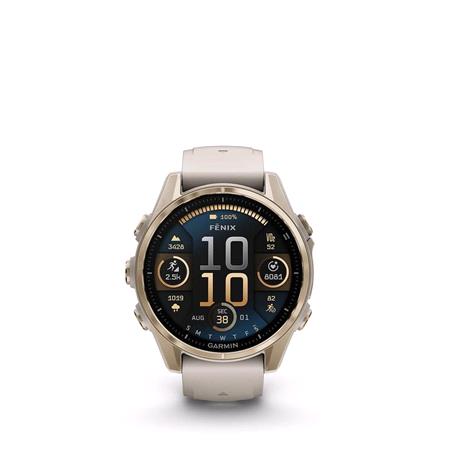 Garmin Fenix 8 Smartwatch 43mm AMOLED in Soft Gold with Fog Grey/Dark Sandstone Silicon Strap