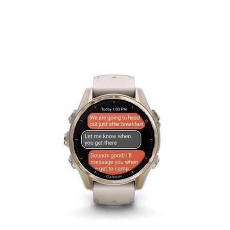 Garmin Fenix 8 Smartwatch 43mm AMOLED in Soft Gold with Fog Grey/Dark Sandstone Silicon Strap