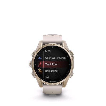 Garmin Fenix 8 Smartwatch 43mm AMOLED in Soft Gold with Fog Grey/Dark Sandstone Silicon Strap