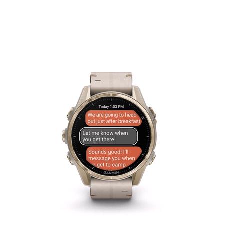 Garmin Fenix 8 Smartwatch 43mm AMOLED in Soft Gold with Limestone Leather Strap