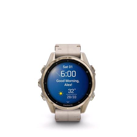 Garmin Fenix 8 Smartwatch 43mm AMOLED in Soft Gold with Limestone Leather Strap