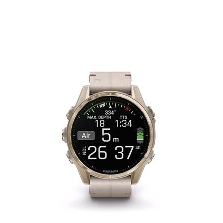 Garmin Fenix 8 Smartwatch 43mm AMOLED in Soft Gold with Limestone Leather Strap