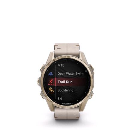 Garmin Fenix 8 Smartwatch 43mm AMOLED in Soft Gold with Limestone Leather Strap