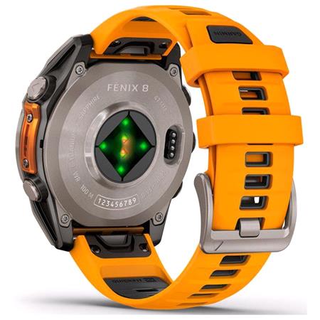 Garmin Fenix 8 Smartwatch 47mm AMOLED in Titanium with Spark Orange Strip