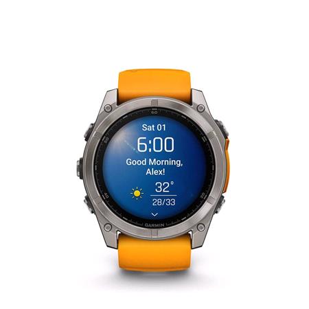 Garmin Fenix 8 Smartwatch 51mm AMOLED in Titanium with Orange Strap