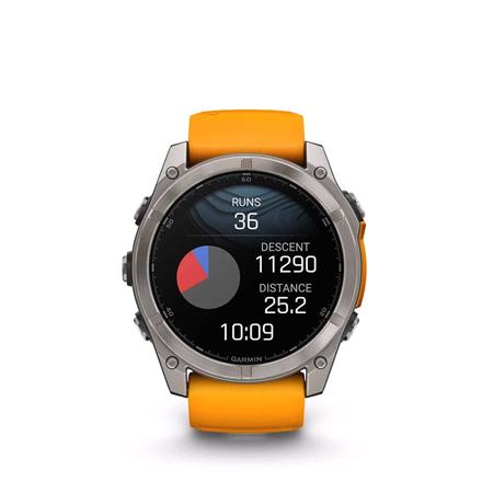 Garmin Fenix 8 Smartwatch 51mm AMOLED in Titanium with Orange Strap