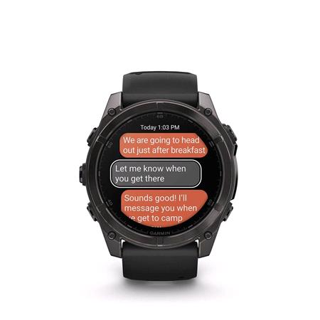 Garmin Fenix 8 Smartwatch 51mm AMOLED in Carbon Grey DLC Titanium with Black Pebble Grey Strap