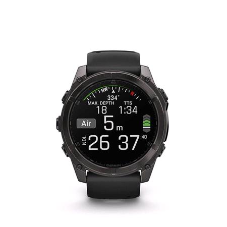 Garmin Fenix 8 Smartwatch 51mm AMOLED in Carbon Grey DLC Titanium with Black Pebble Grey Strap