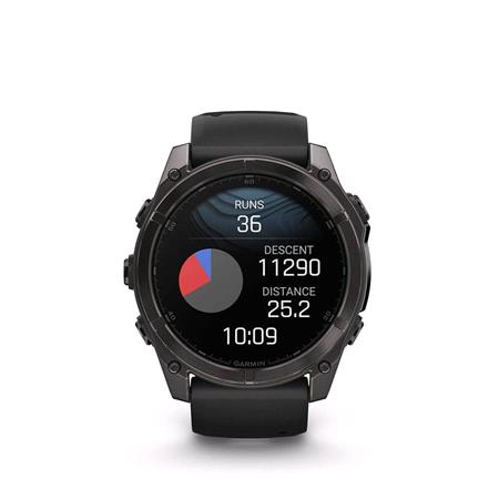 Garmin Fenix 8 Smartwatch 51mm AMOLED in Carbon Grey DLC Titanium with Black Pebble Grey Strap