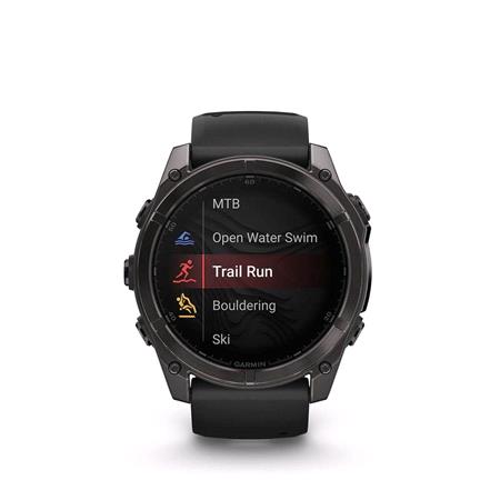 Garmin Fenix 8 Smartwatch 51mm AMOLED in Carbon Grey DLC Titanium with Black Pebble Grey Strap