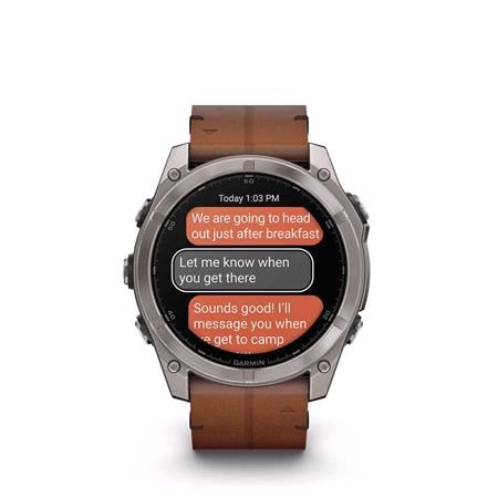 Garmin Fenix 8 Smartwatch 51mm AMOLED in Carbon Grey with Chestnut Leather Strap