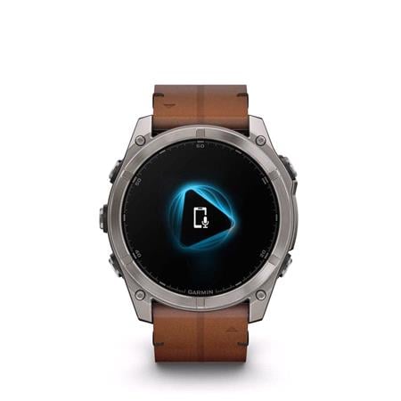 Garmin Fenix 8 Smartwatch 51mm AMOLED in Carbon Grey with Chestnut Leather Strap