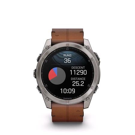 Garmin Fenix 8 Smartwatch 51mm AMOLED in Carbon Grey with Chestnut Leather Strap